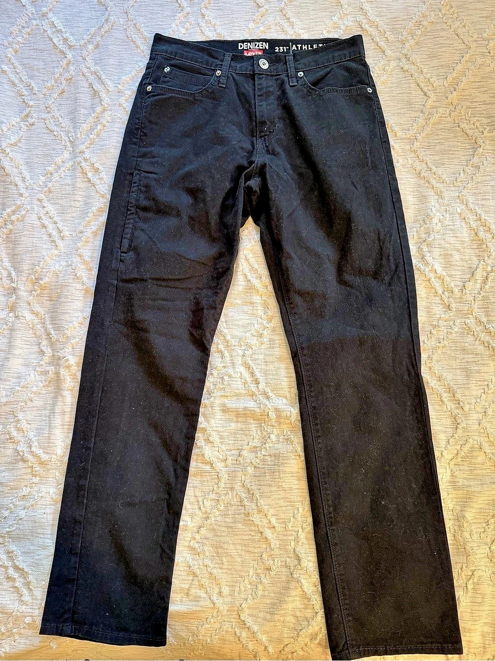 Levi's Denizen Athletic Fit Black Straight Leg Jeans Waist 23